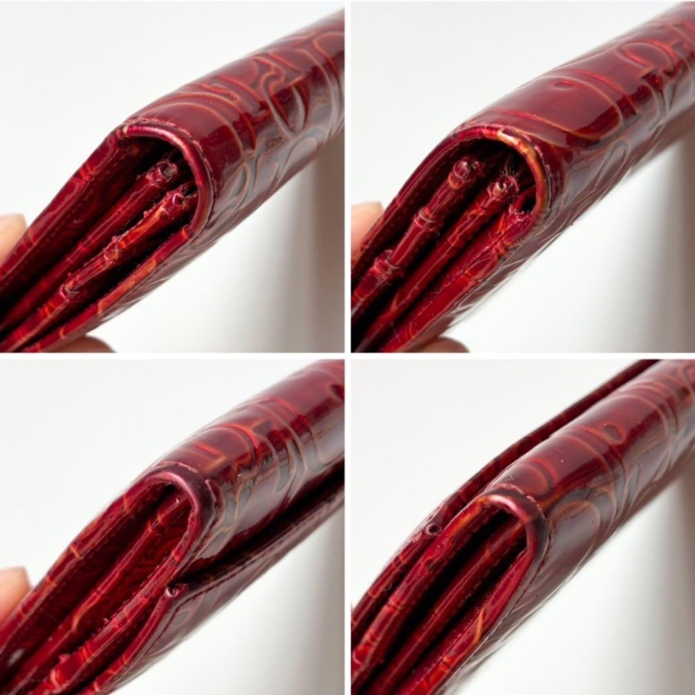 Dior Red Embossed Patent Leather Continental Wallet - Picture 10 of 16